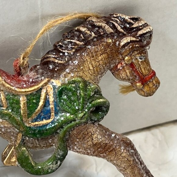 Glitter Rocking Horse Hanging Christmas Tree Ornament 5"x3" - Picture 7 of 11